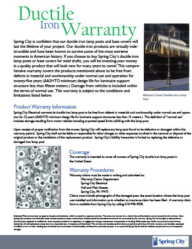 Ductile Iron Warranty